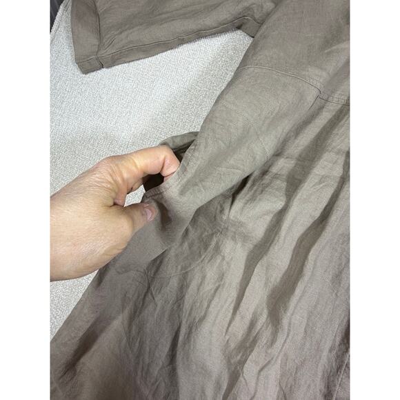 Pure Jill Women XL Brown Linen Elements Lg Sleeve Open Front Lagen Look Duster - Picture 9 of 10